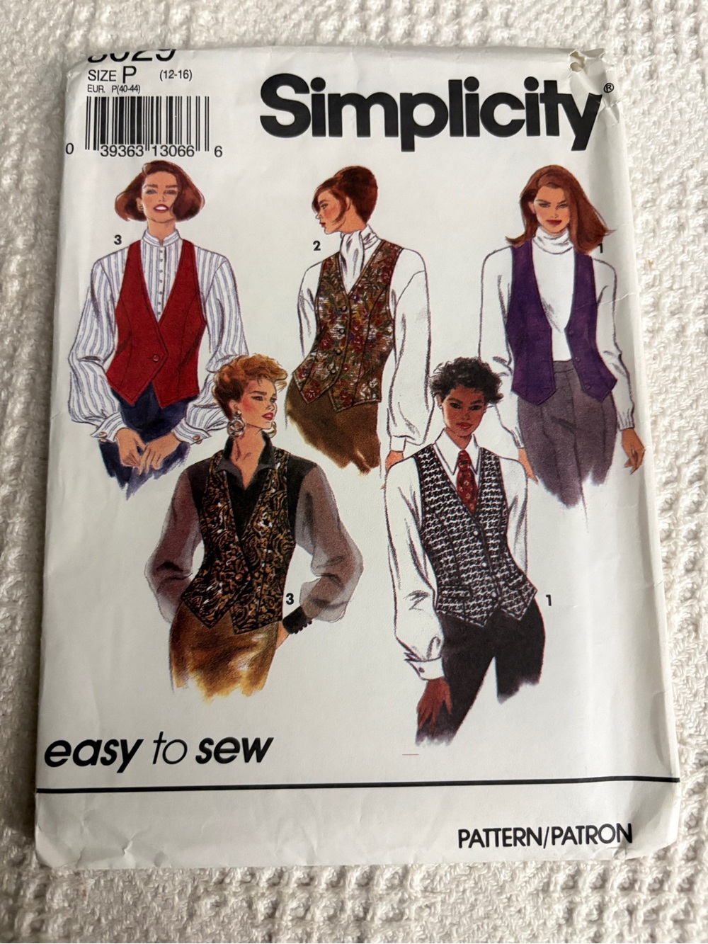 Simplicity Easy to Sew Pattern 8029 P for Misses’ Vests
